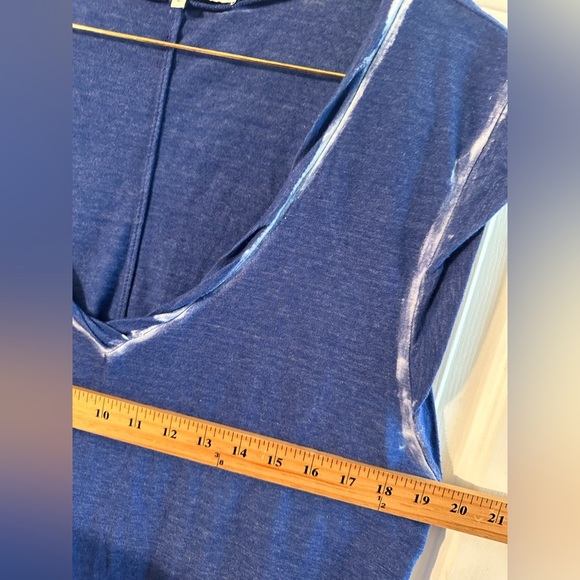 PAM & GELA Women L Blue V Neck Sleeveless MADE USA Tie Dye Details Soft Relaxed - Picture 6 of 9
